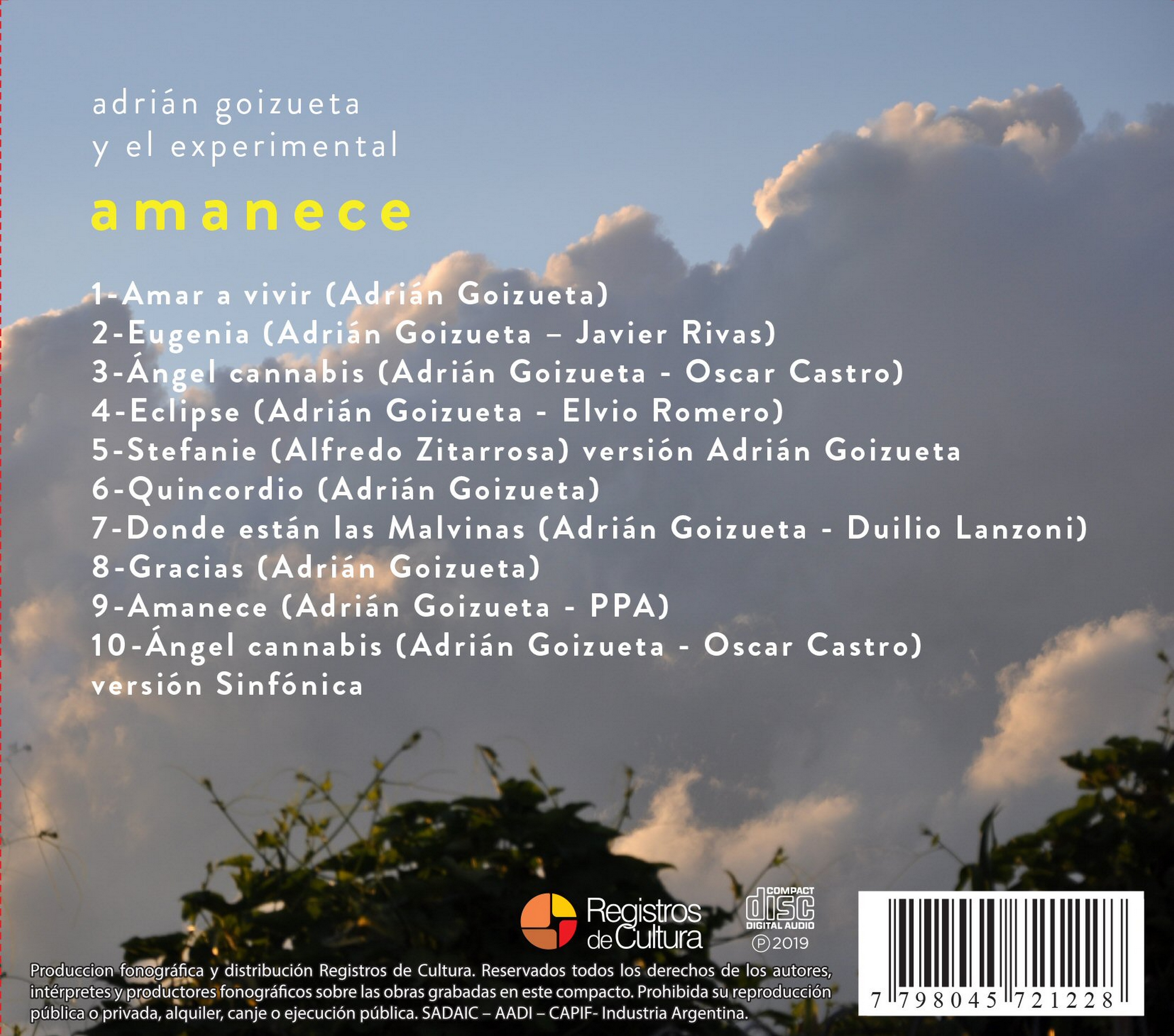 Contratapa de Adrián Goizueta y el experimental — Amanece