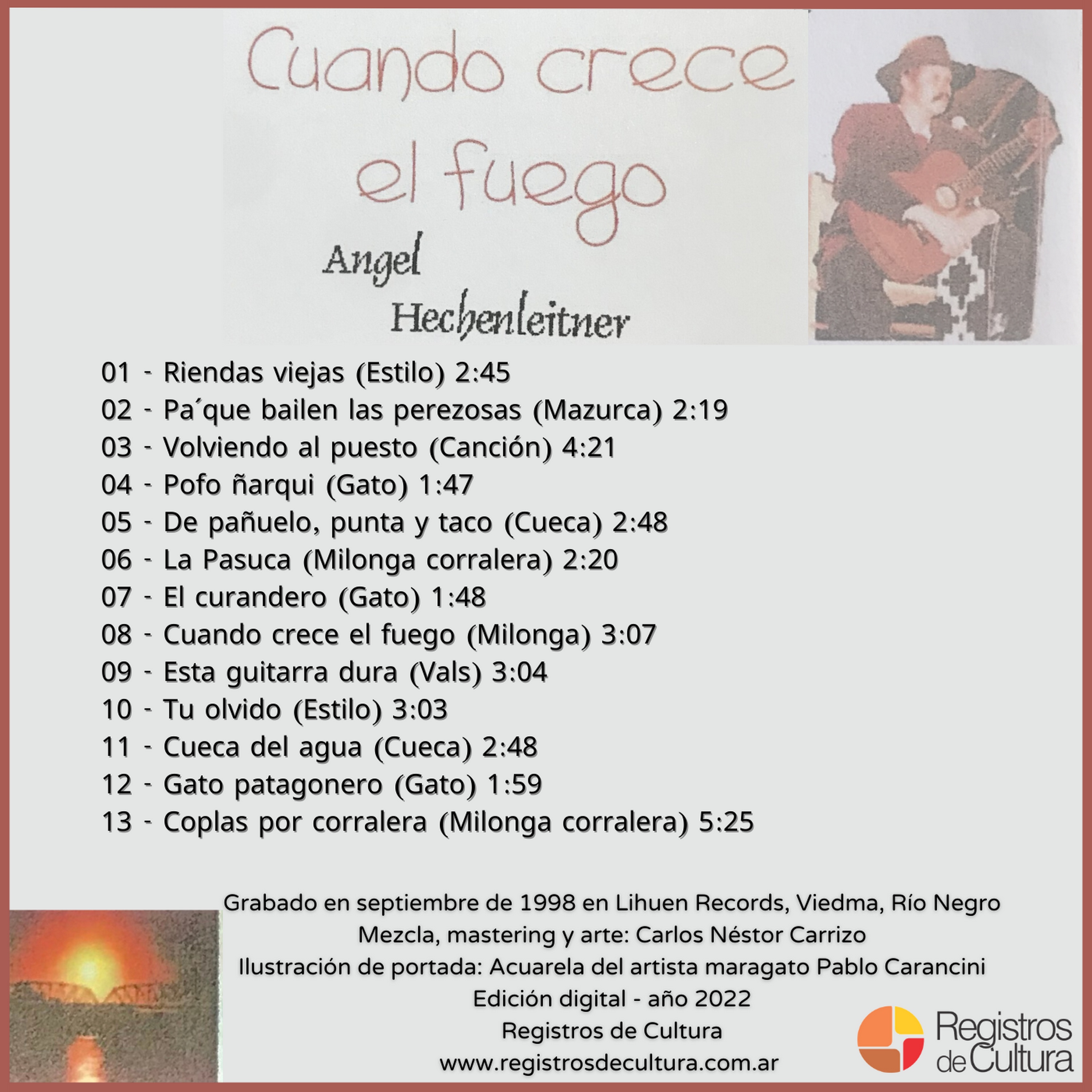 Contratapa de Ángel Hechenleitner — Cuando crece el fuego