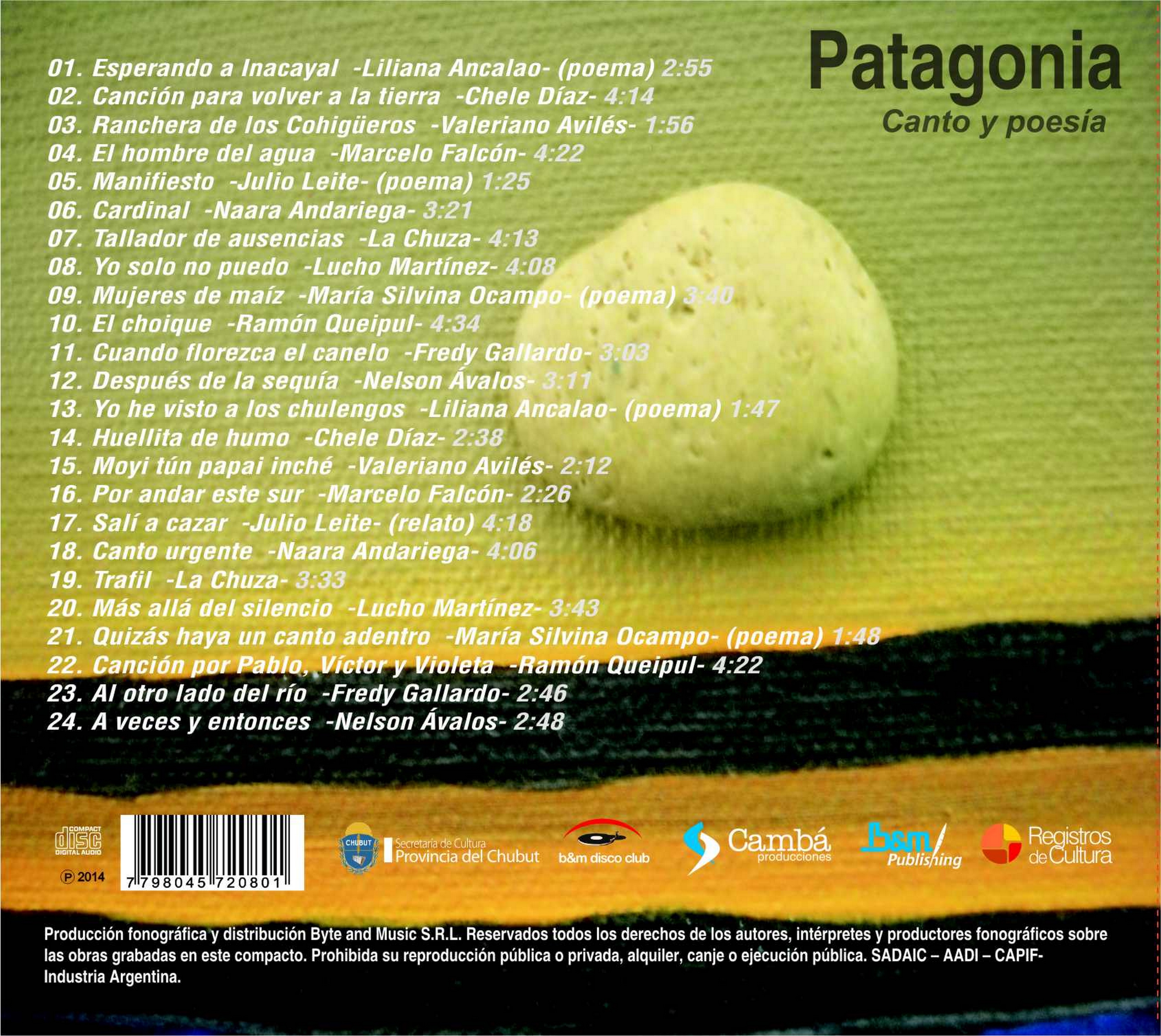 Contratapa de Varios Artistas — Patagonia Canto y Poesía