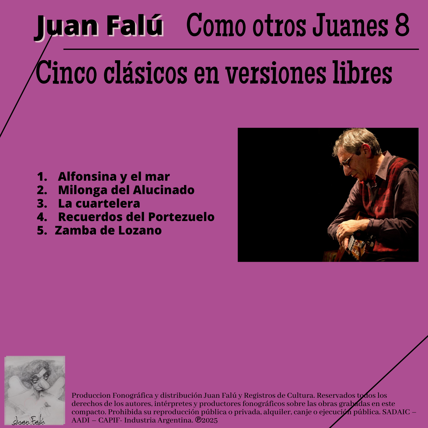 Contratapa de Juan Falú — Cinco clásicos en versiones libres