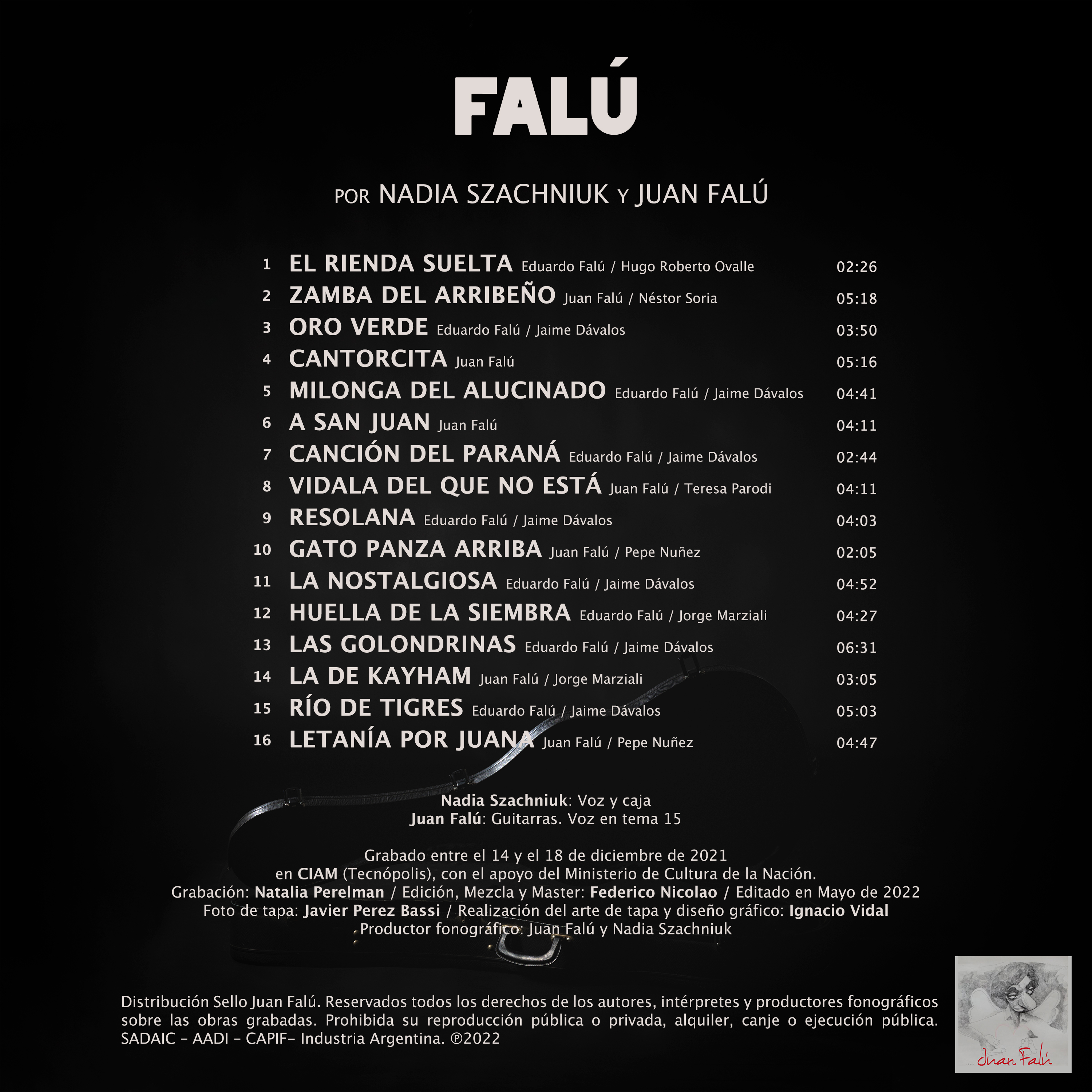 Contratapa de Juan Falú | Nadia Szachniuk — FALÜ por Nadia y Juan