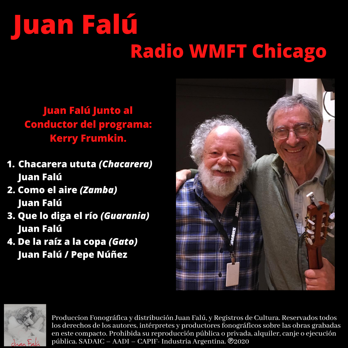 Contratapa de Juan Falú — Radio WFMT, Chicago