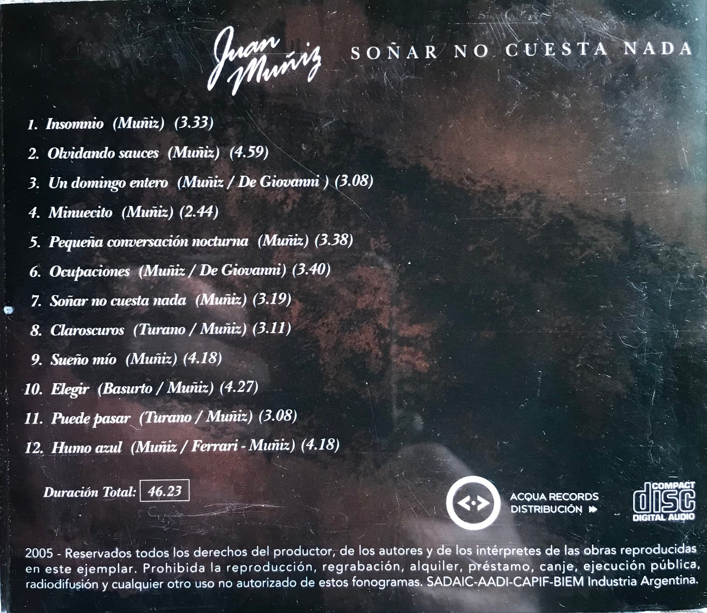 Contratapa de Juan Muñiz — Soñar no cuesta nada