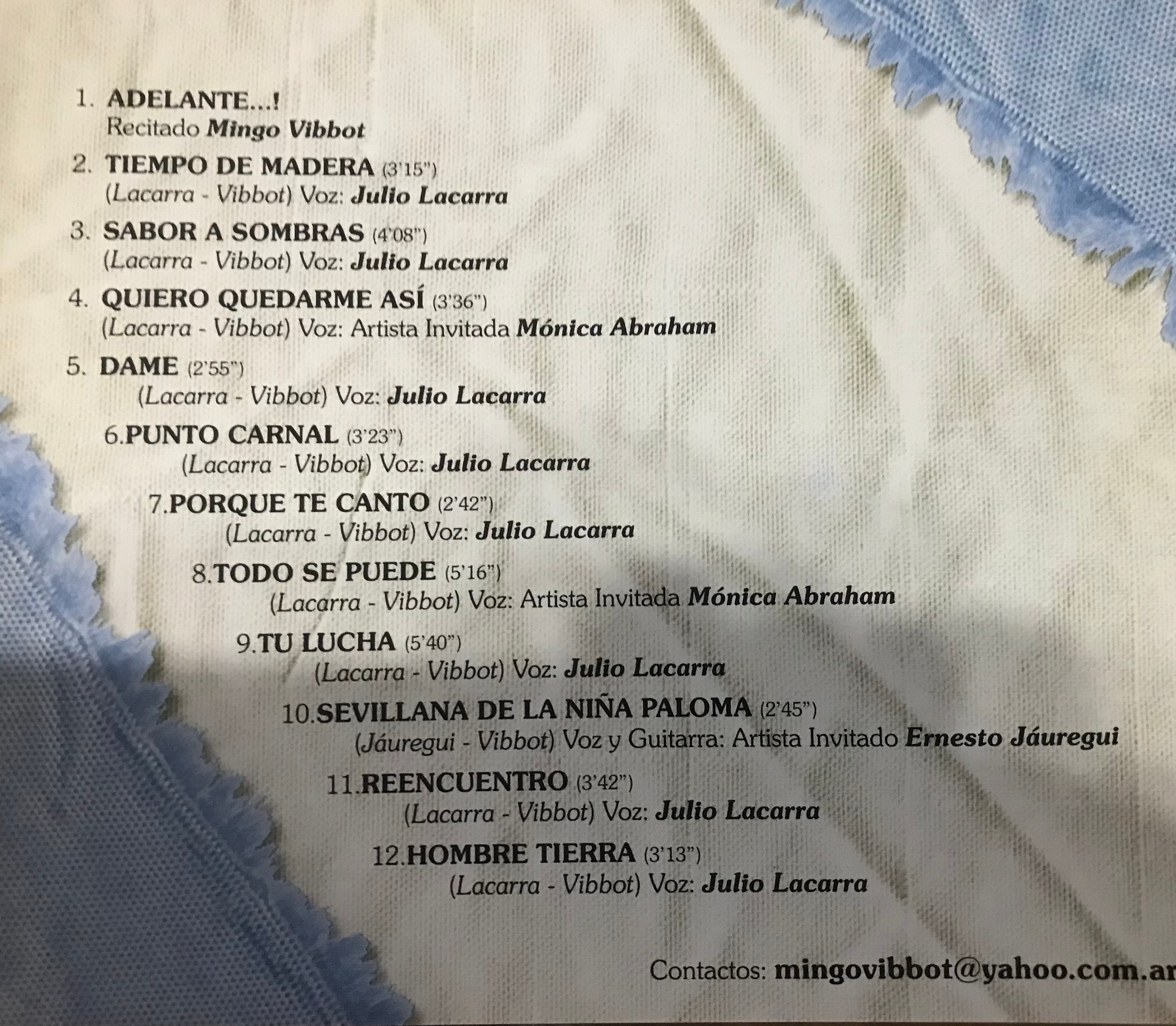 Contratapa de Julio Lacarra — Retazos