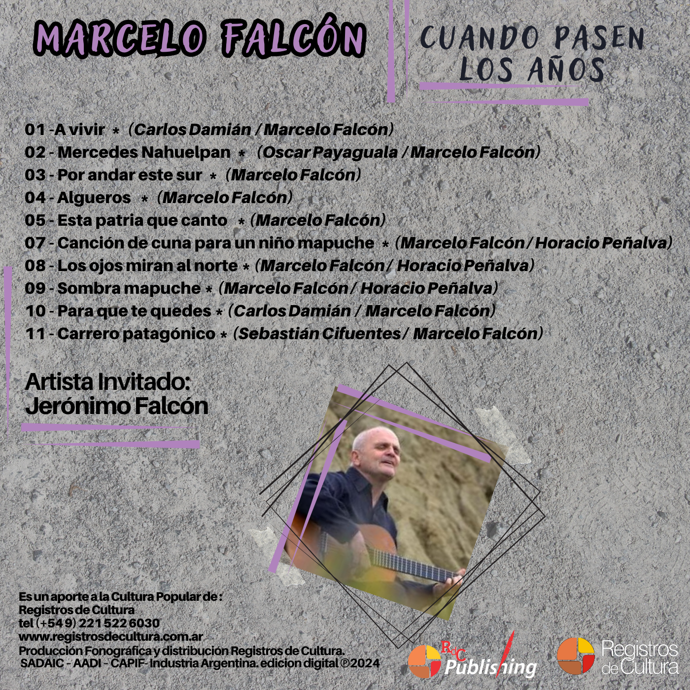 Contratapa de Marcelo Falcón — Cuando pasen los años