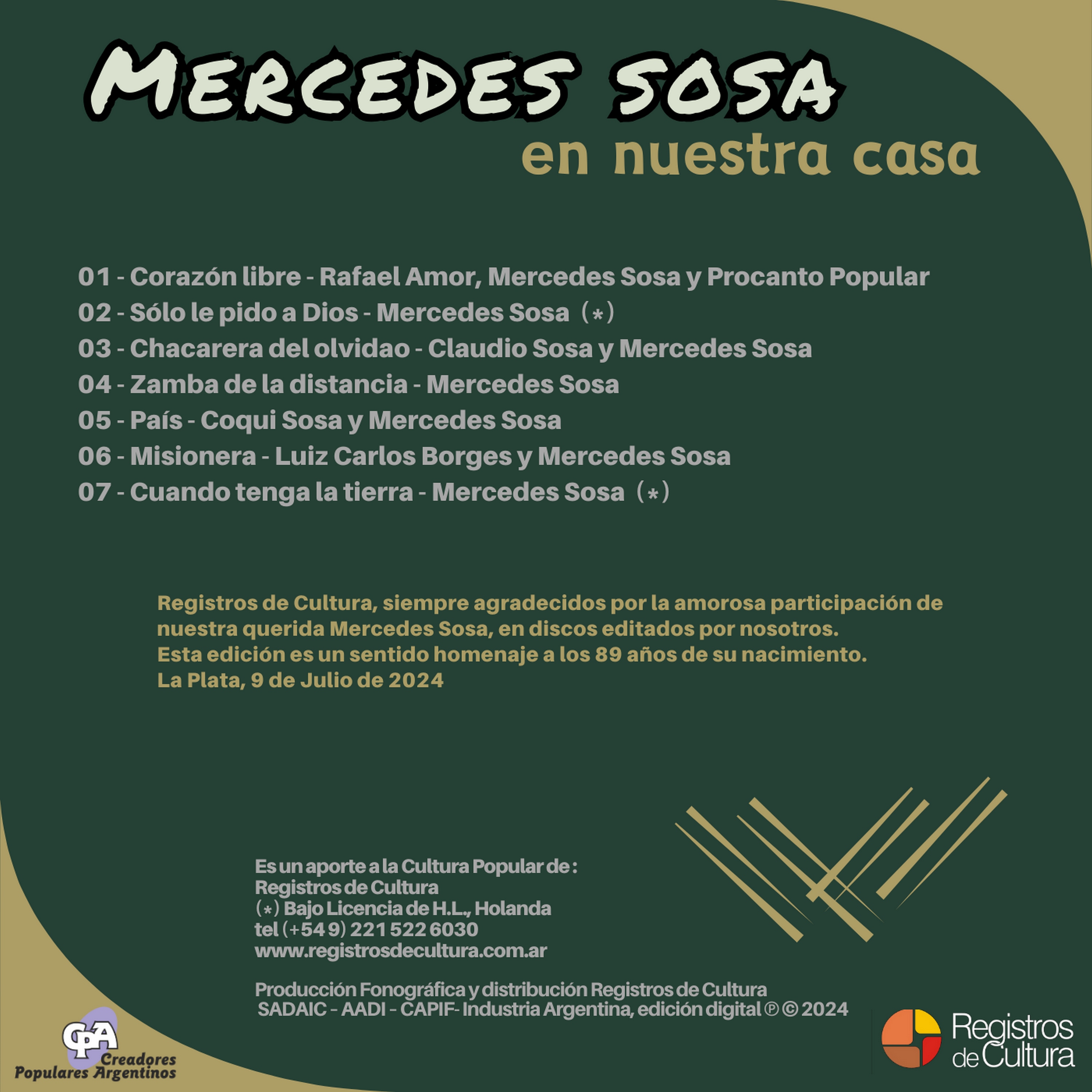 Contratapa de Mercedes Sosa | Luiz Carlos Borges — Mercedes Sosa En Nuestra Casa