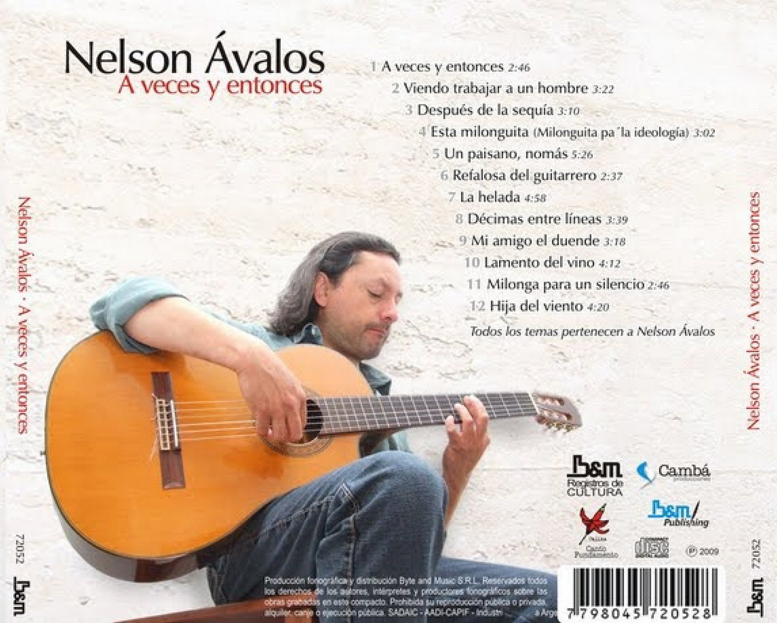 Contratapa de Nelson Avalos — A veces y entonces