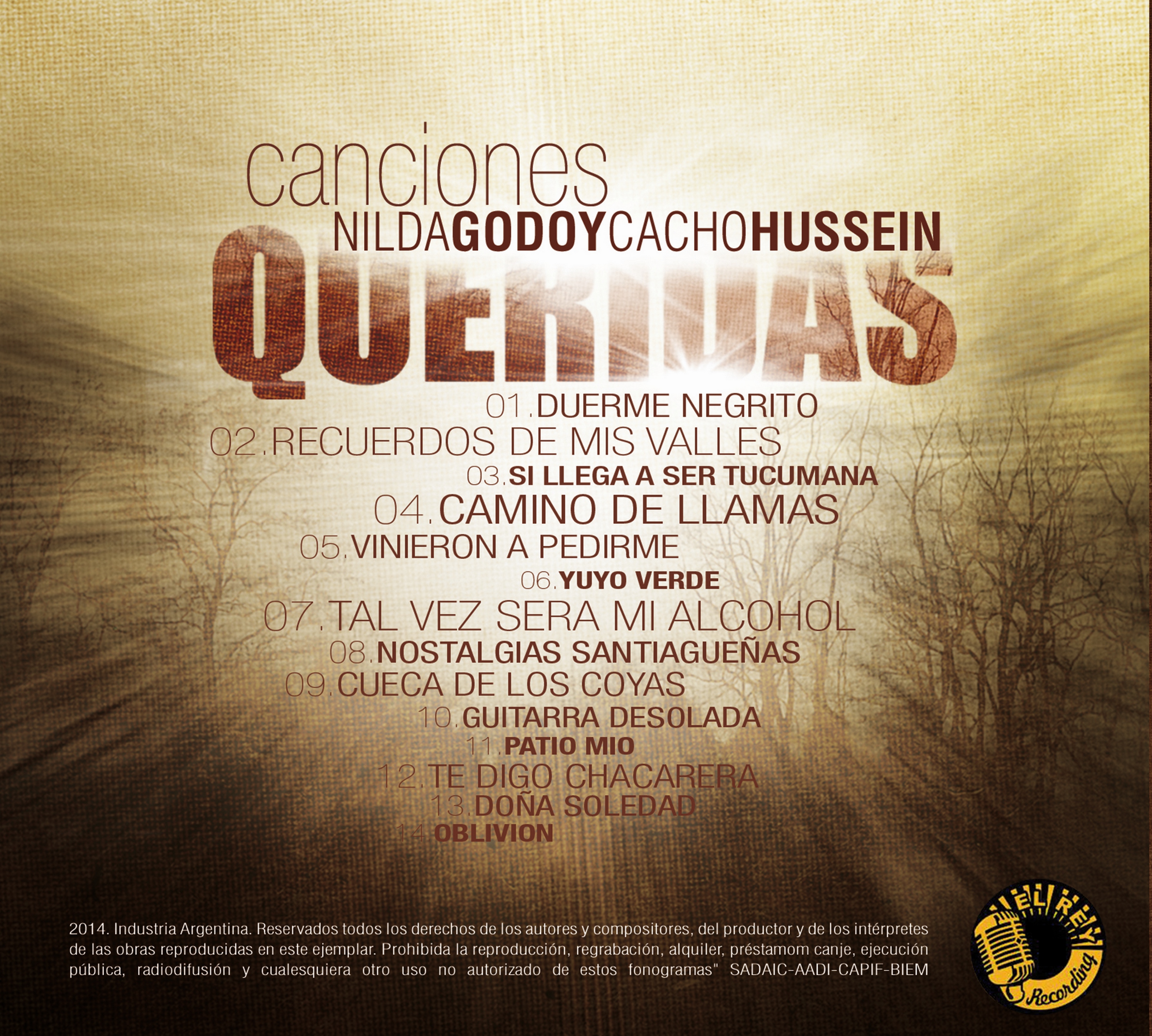 Contratapa de Nilda Godoy | Cacho Hussein — Canciones Queridas
