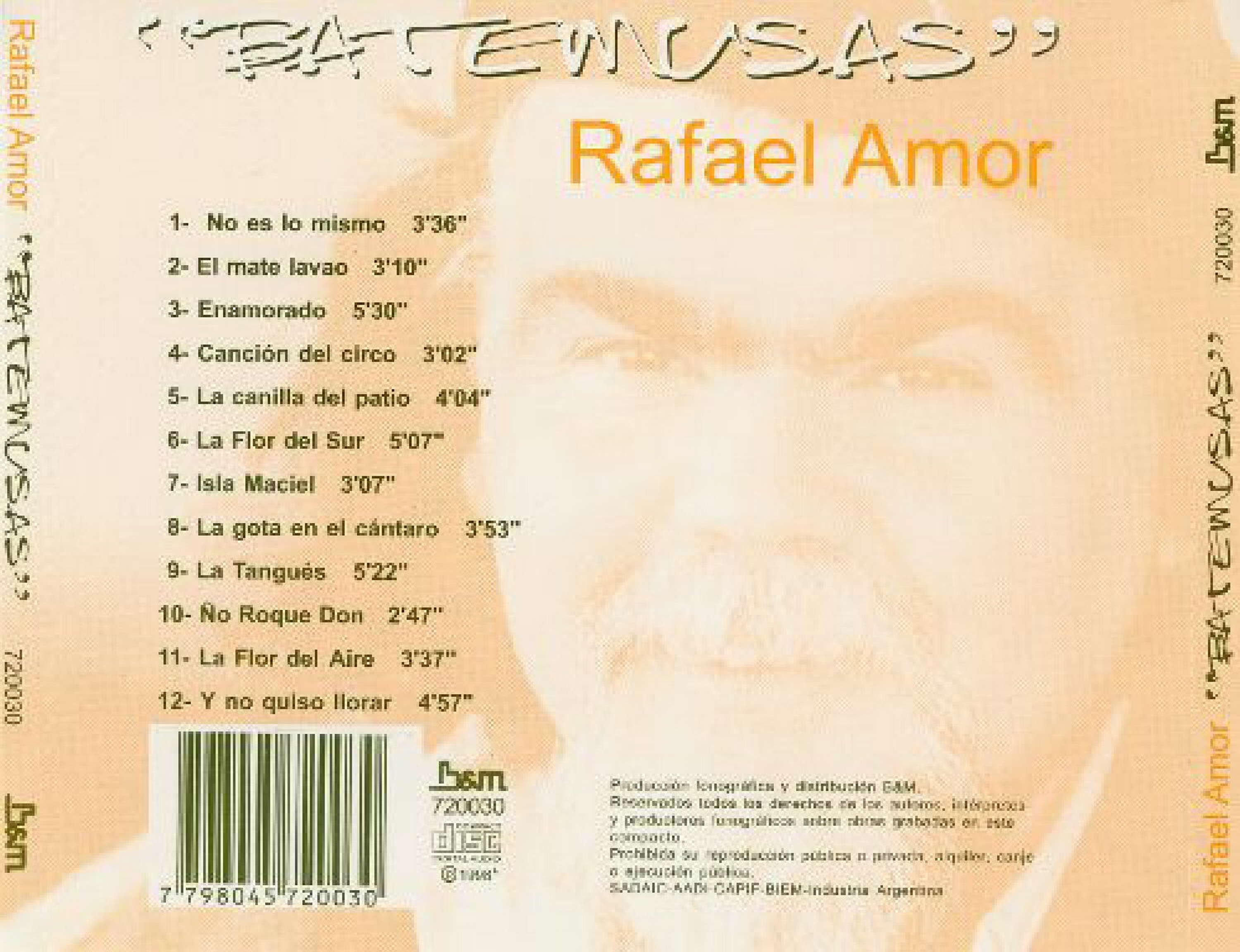 Contratapa de Rafael Amor — Batemusas